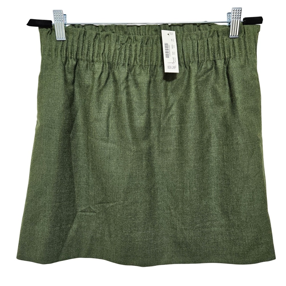 J.Crew NWT Womens Wool Mini Skirt Green Preppy Academia Minimalist Relaxed S 4 - Picture 2 of 9